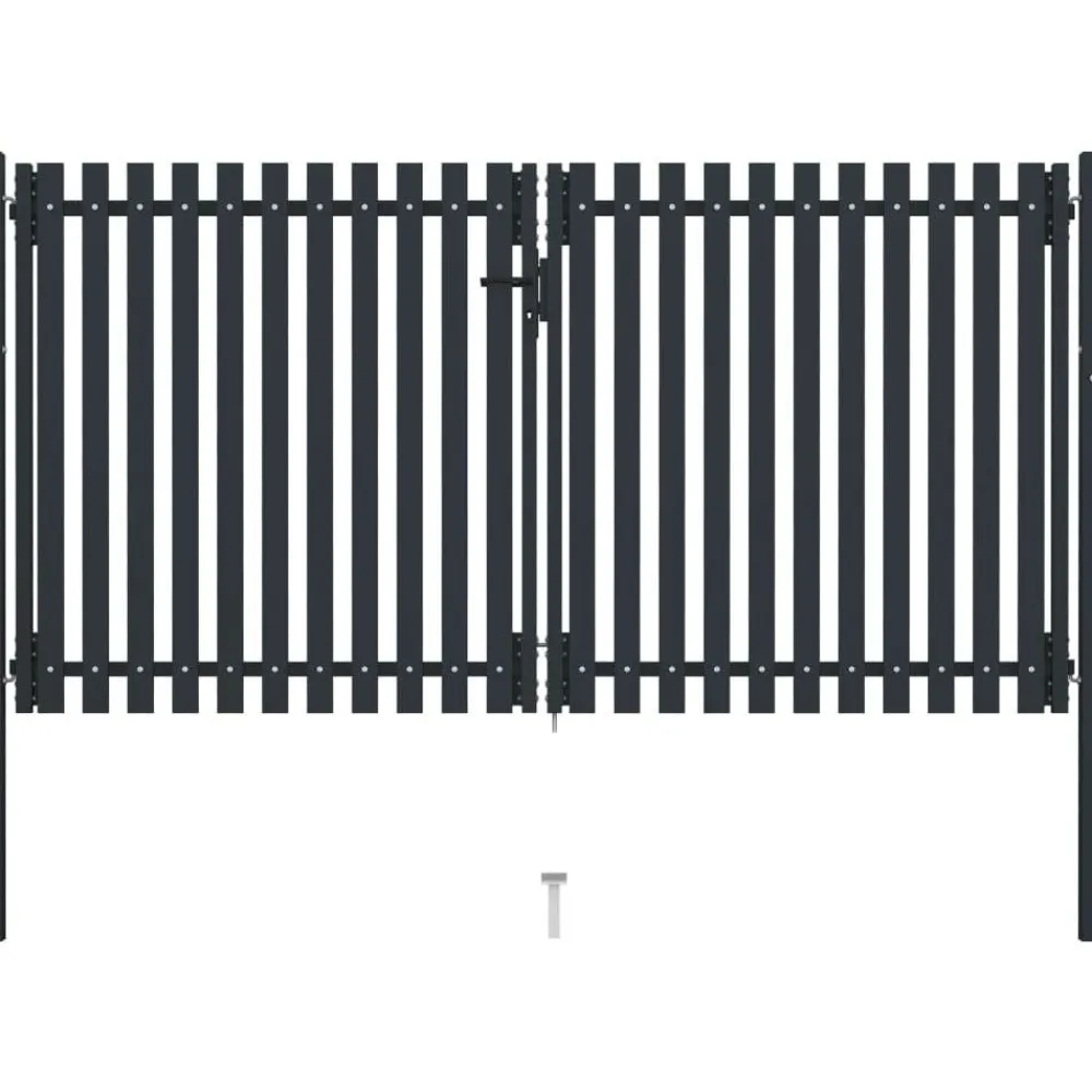 FinePRICE Tuplaovi pihaportti teräs 306x200 cm antrasiitti