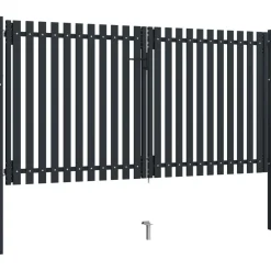 FinePRICE Tuplaovi pihaportti teräs 306x200 cm antrasiitti