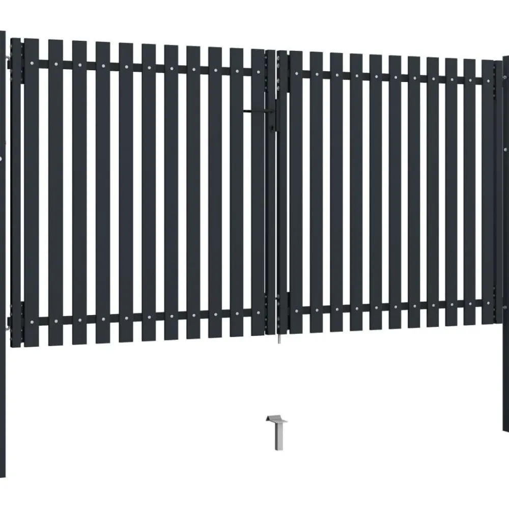 FinePRICE Tuplaovi pihaportti teräs 306x200 cm antrasiitti