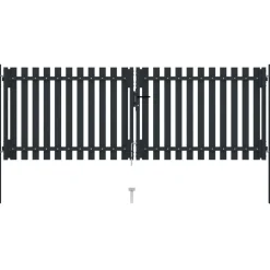 Outlet FinePRICE Tuplaovi pihaportti teräs 306x150 cm antrasiitti