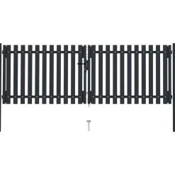 Outlet FinePRICE Tuplaovi pihaportti teräs 306x150 cm antrasiitti
