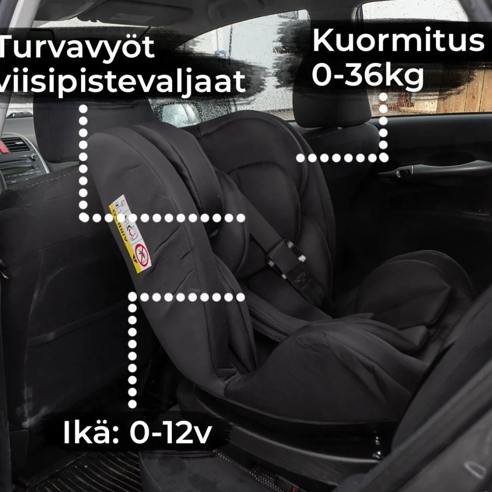 Clearance Kikid Turvaistuin & turvakaukalo Black Edition Isofix 0-36kg musta