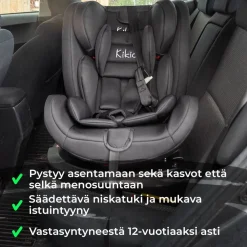 Clearance Kikid Turvaistuin & turvakaukalo Black Edition Isofix 0-36kg musta