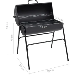 New FinePRICE Tynnyrigrilli 2 grilliritilällä 80x95x90 cm teräs musta