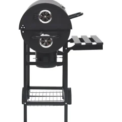 Best FinePRICE Tynnyrigrilli renkailla ja hyllyillä teräs 115x85x95 cm musta