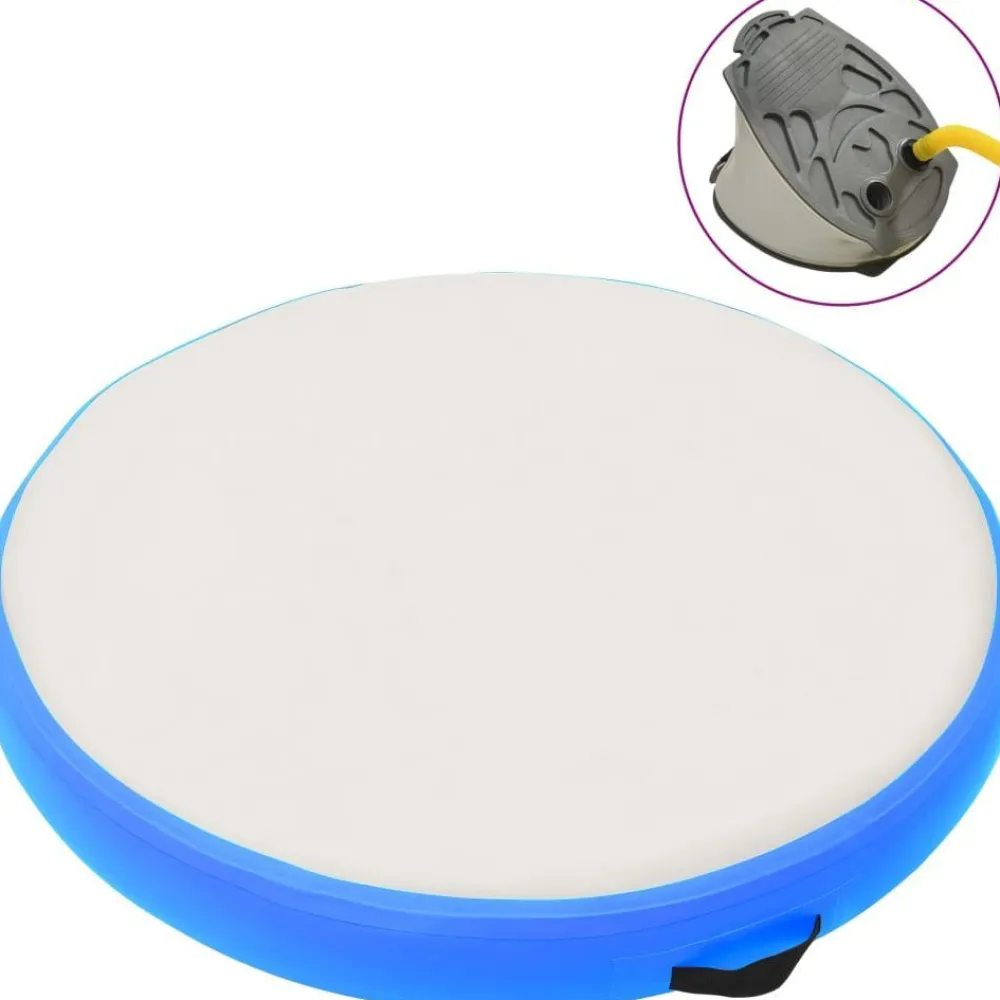 Best FinePRICE Täytettävä voimistelumatto pumpulla 100x100x10cm PVC sininen