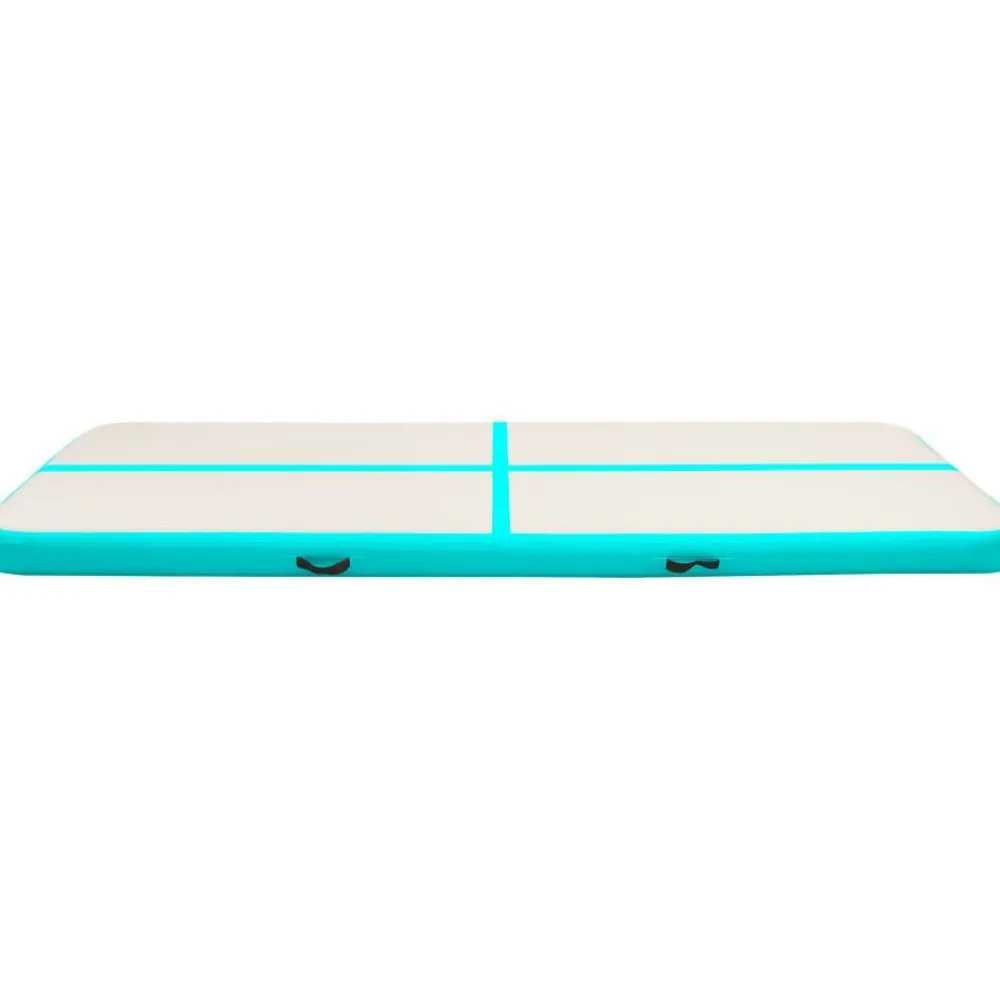 FinePRICE Täytettävä voimistelumatto pumpulla 300x100x15 cm PVC vihreä