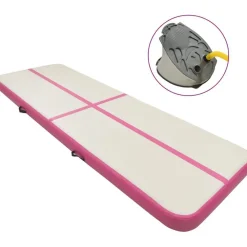 Clearance FinePRICE Täytettävä voimistelumatto pumpulla 400x100x15 cm PVC pinkki