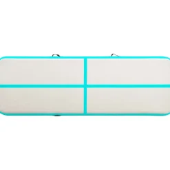 New FinePRICE Täytettävä voimistelumatto pumpulla 400x100x15 cm PVC vihreä