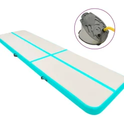 New FinePRICE Täytettävä voimistelumatto pumpulla 800x100x15 cm PVC vihreä