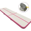 New FinePRICE Täytettävä voimistelumatto pumpulla 800x100x15 cm PVC pinkki