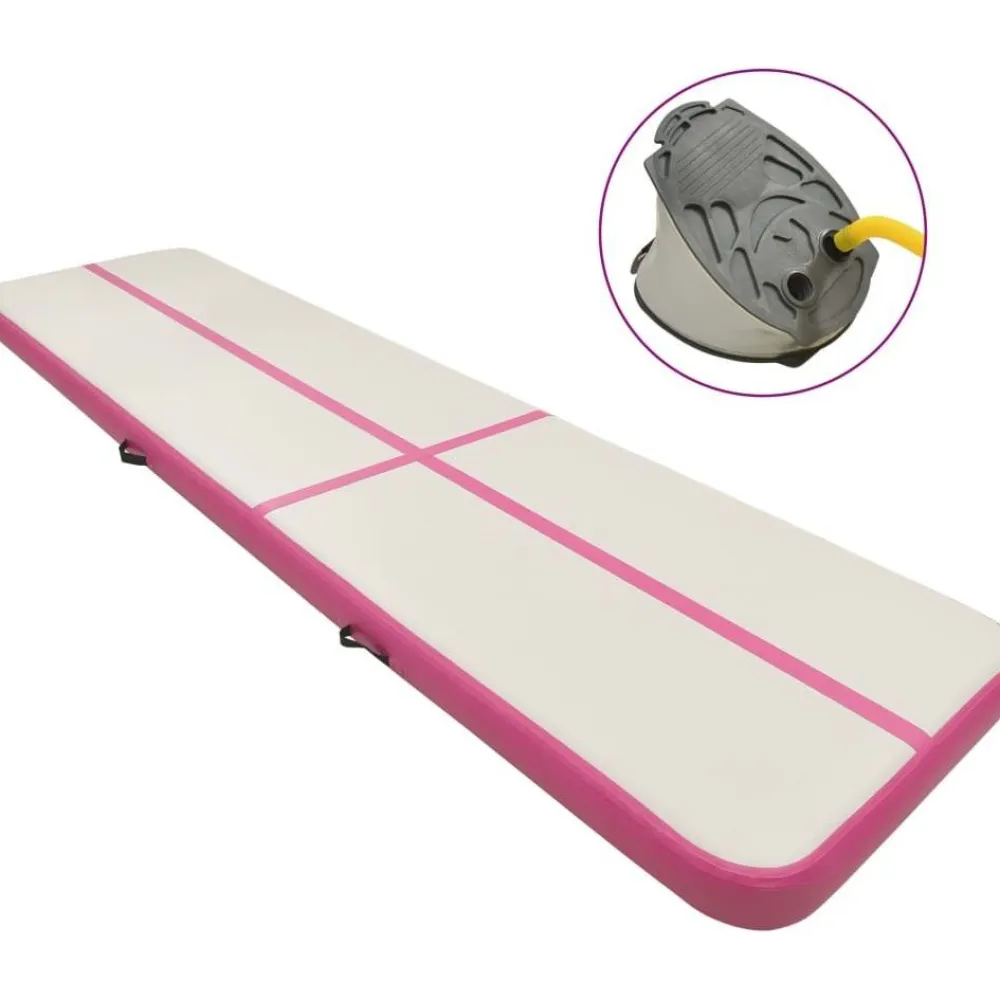 New FinePRICE Täytettävä voimistelumatto pumpulla 800x100x15 cm PVC pinkki