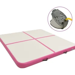 New FinePRICE Täytettävä voimistelumatto pumpulla 200x200x15 cm PVC pinkki