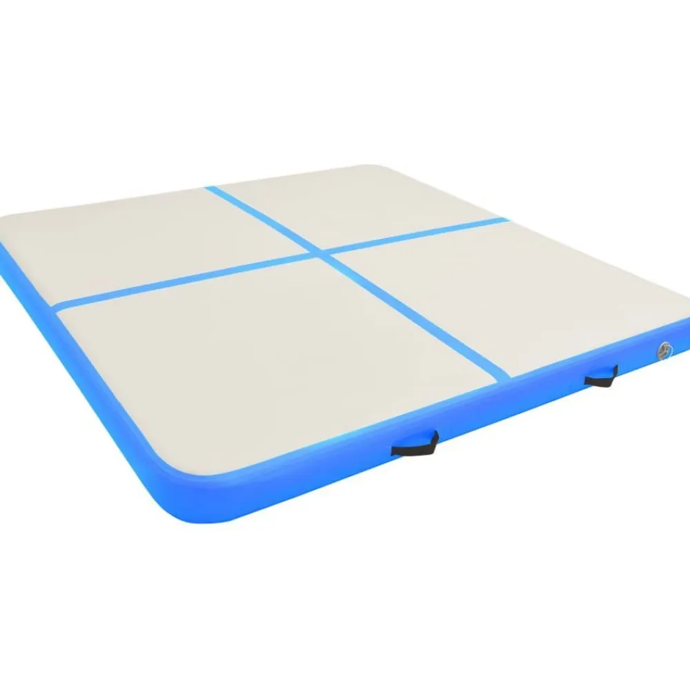 FinePRICE Täytettävä voimistelumatto pumpulla 200x200x15cm PVC sininen