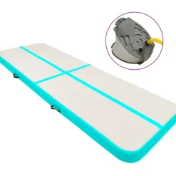 Hot FinePRICE Täytettävä voimistelumatto pumpulla 400x100x20 cm PVC vihreä