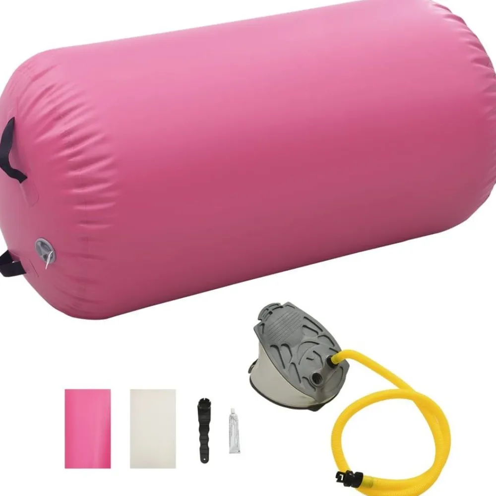 Online FinePRICE Täytettävä voimistelurulla pumpulla 120x90 cm PVC pinkki