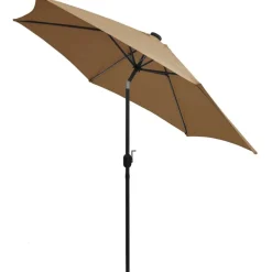 FinePRICE Ulkoaurinkovarjo led-valot alumiinitanko 300cm harmaanruskea