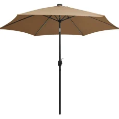 FinePRICE Ulkoaurinkovarjo led-valot alumiinitanko 300cm harmaanruskea