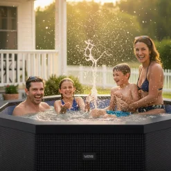 Online Wave Spa Ulkoporeallas Como, 6 hlöä, 90 suutinta, WiFi, kahdeksankulmainen, koottava, musta