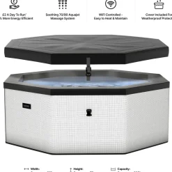 Outlet Wave Spa Ulkoporeallas Como, 6 hlöä, 90 suutinta, WiFi, kahdeksankulmainen, koottava, valkoinen