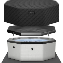 New Wave Spa Ulkoporeallas Como, 6 hlöä, 90 suutinta, WiFi, kahdeksankulmainen, koottava, harmaa