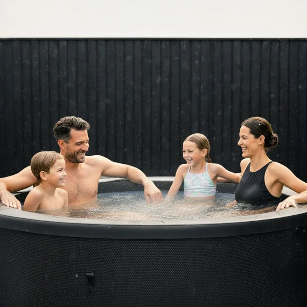 Wave Spa Ulkoporeallas Tahoe, 4 hlöä, 70 suutinta, WiFi, pyöreä, koottava, musta