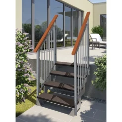 New Dolle Ulkoportaat Gardentop Trimax kahdella Nordic-kaiteella tummanruskea eri kokoja