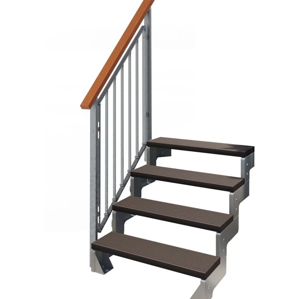 Sale Dolle Ulkoportaat Gardentop Trimax yhdellä Nordic-kaiteella tummanruskea eri kokoja