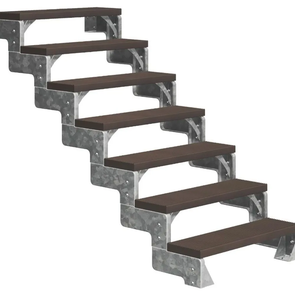 Sale Dolle Ulkoportaat Gardentop Trimax yhdellä Nordic-kaiteella tummanruskea eri kokoja