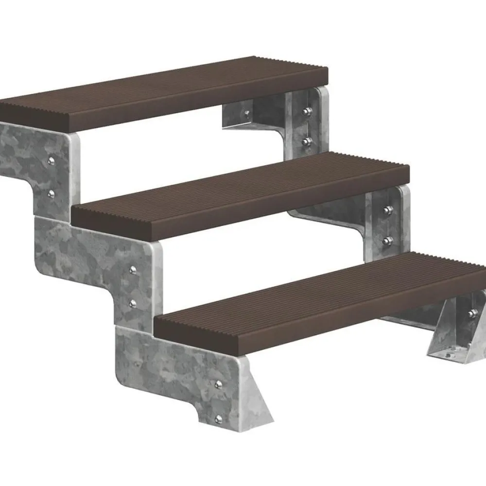 Sale Dolle Ulkoportaat Gardentop Trimax yhdellä Nordic-kaiteella tummanruskea eri kokoja
