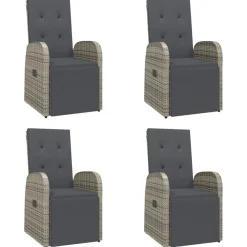 Clearance FinePRICE Ulkoruokailuryhmä harmaa polyrottinki/akaasiapuu, 5-osainen