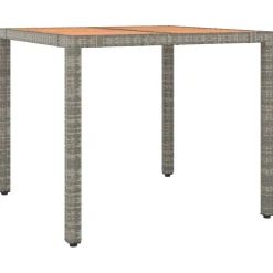 Clearance FinePRICE Ulkoruokailuryhmä harmaa polyrottinki/akaasiapuu, 5-osainen