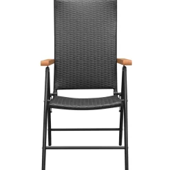 Clearance FinePRICE Ulkoruokailuryhmä musta ja ruskea, 7 osaa