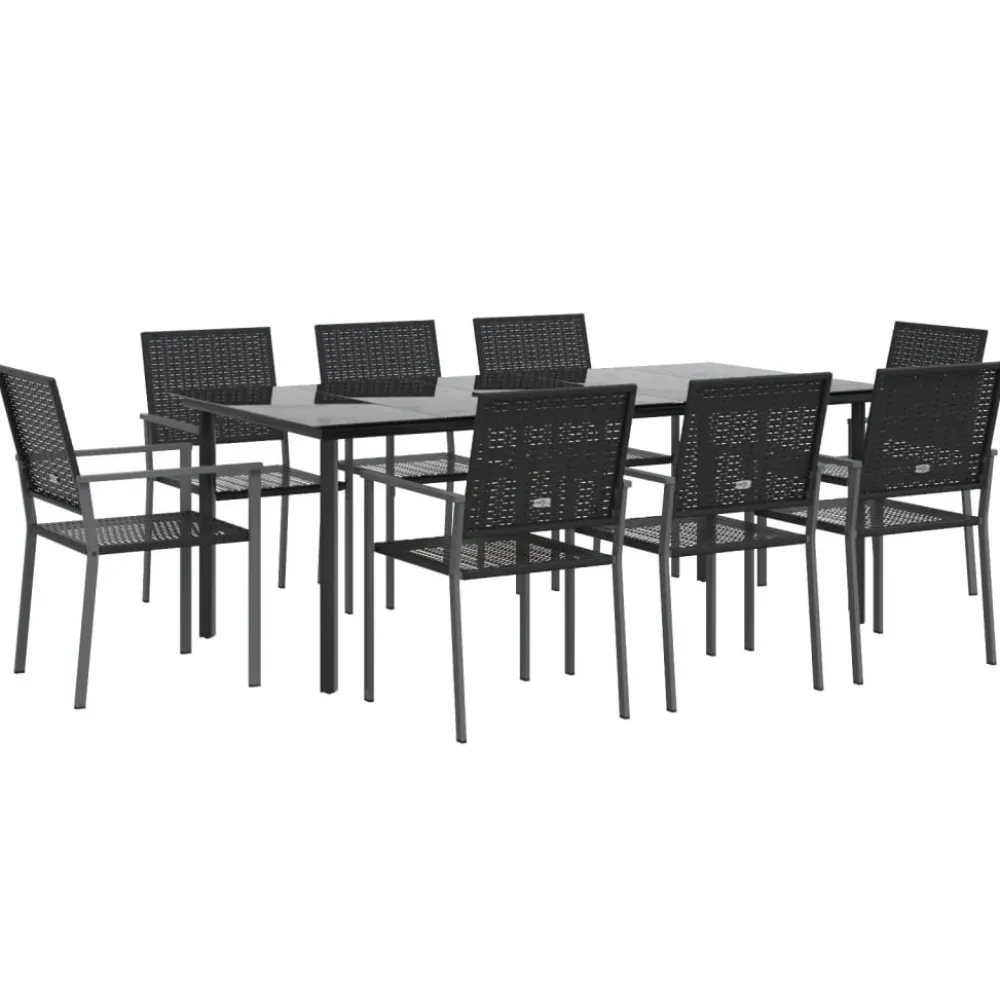 Clearance FinePRICE Ulkoruokailuryhmä polyrottinki ja teräs, 3-osainen