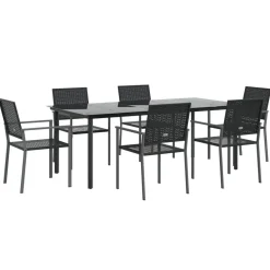 Clearance FinePRICE Ulkoruokailuryhmä polyrottinki ja teräs, 3-osainen