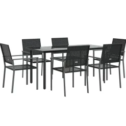 Clearance FinePRICE Ulkoruokailuryhmä polyrottinki ja teräs, 3-osainen