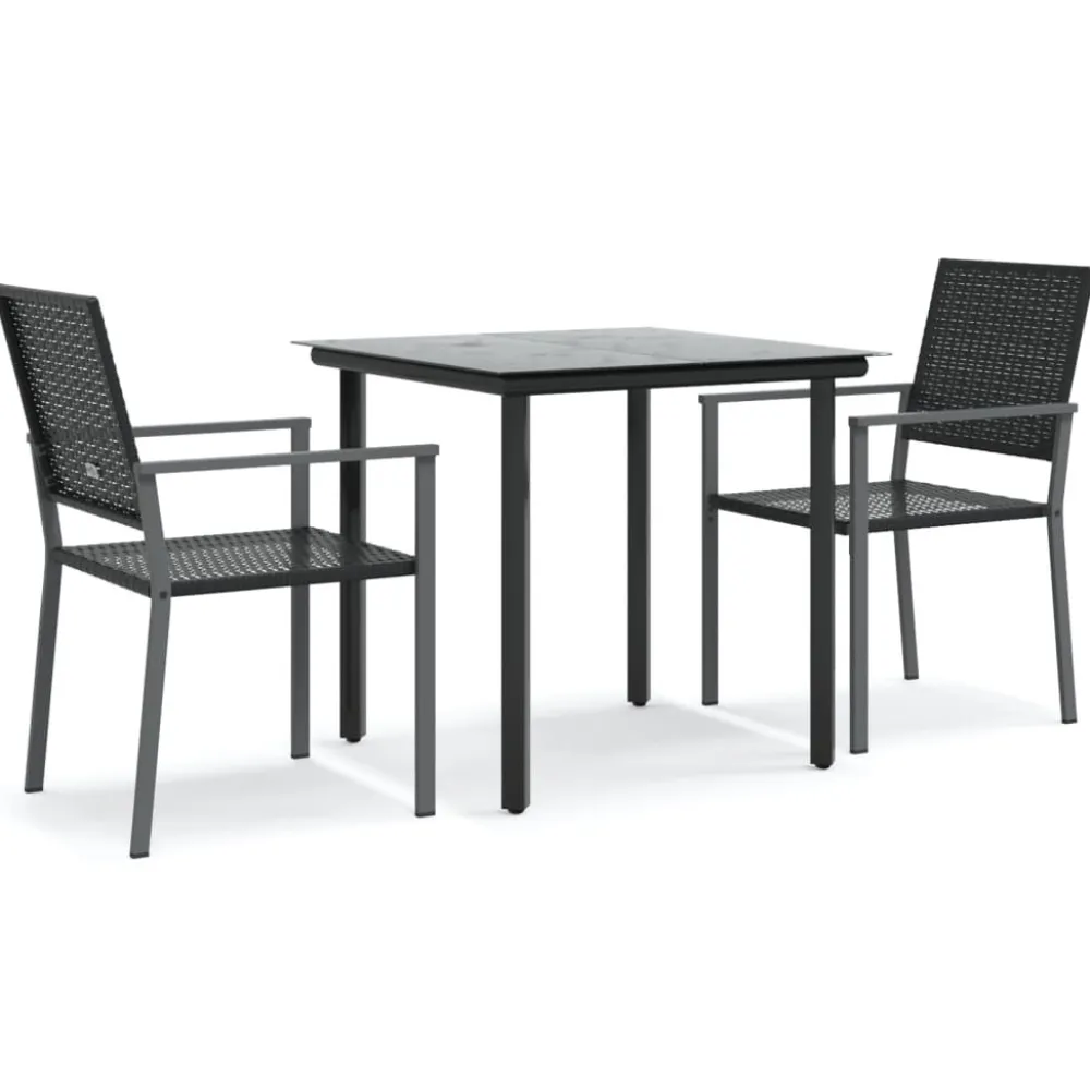 Clearance FinePRICE Ulkoruokailuryhmä polyrottinki ja teräs, 3-osainen