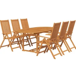 Clearance FinePRICE Ulkoruokailuryhmä soikea, akaasiapuu, 7 osaa