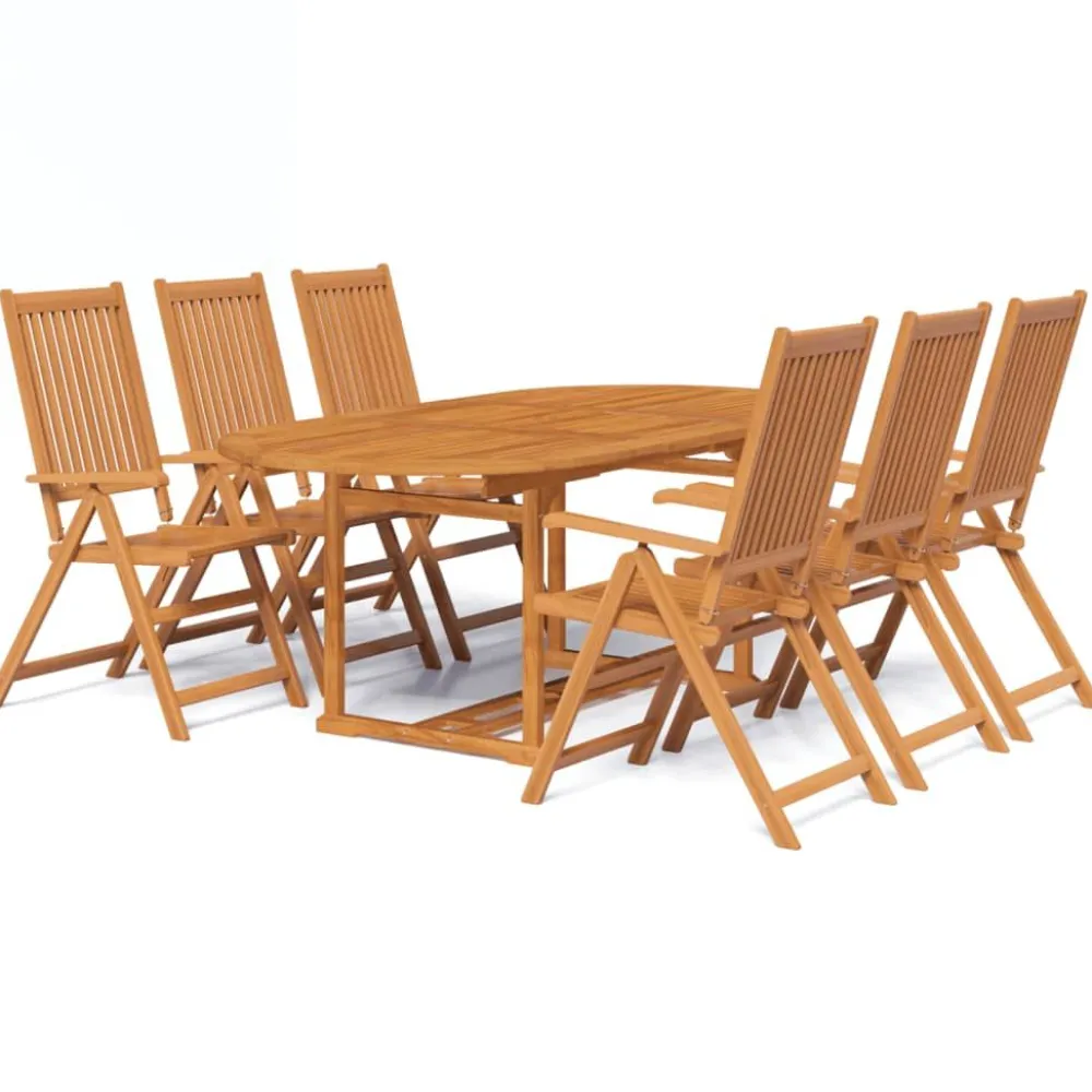 Clearance FinePRICE Ulkoruokailuryhmä soikea, akaasiapuu, 7 osaa