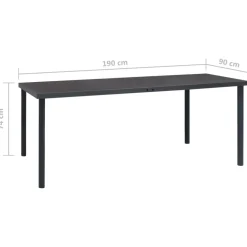 Outlet FinePRICE Ulkoruokapöytä antrasiitti 150x90x74 cm teräs