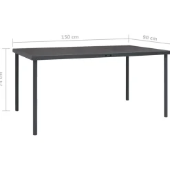 Outlet FinePRICE Ulkoruokapöytä antrasiitti 150x90x74 cm teräs