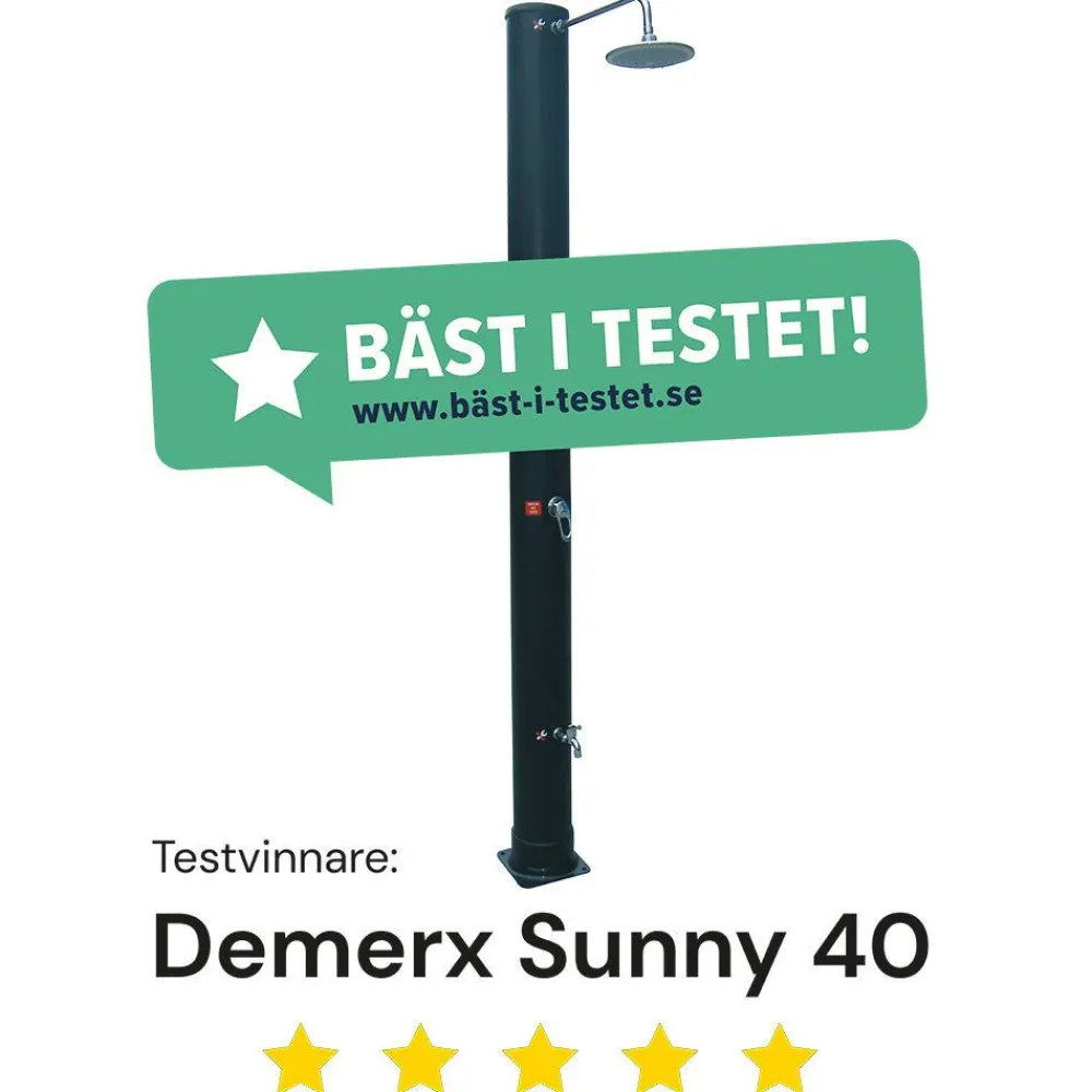 Demerx Ulkosuihku Sunny 40, aurinkolämmitteinen, musta