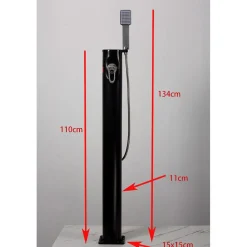 Best Demerx Ulkosuihku Sunny 10 Light, aurinkolämmitteinen, musta