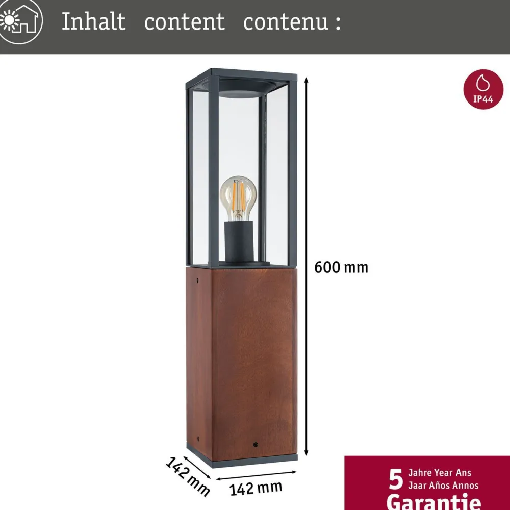 New Paulmann Ulkovalaisin Timba, IP44, 40cm, puu