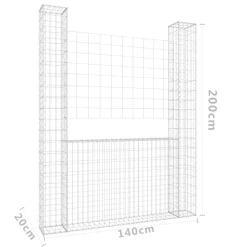Sale FinePRICE U-muotoiset kivikorit 2 pylväällä rauta 140x20x150 cm