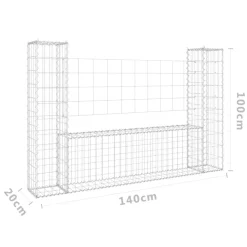 Sale FinePRICE U-muotoiset kivikorit 2 pylväällä rauta 140x20x150 cm