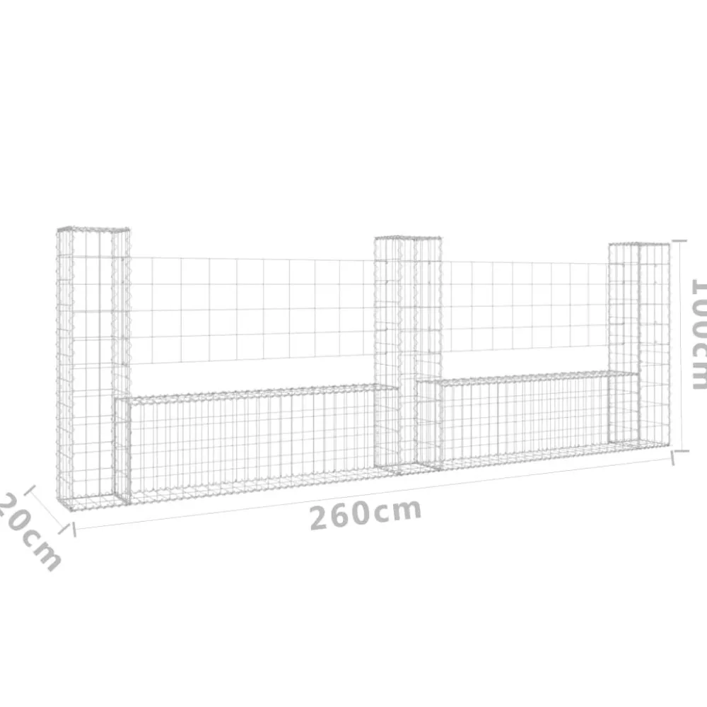 Sale FinePRICE U-muotoiset kivikorit 2 pylväällä rauta 140x20x150 cm