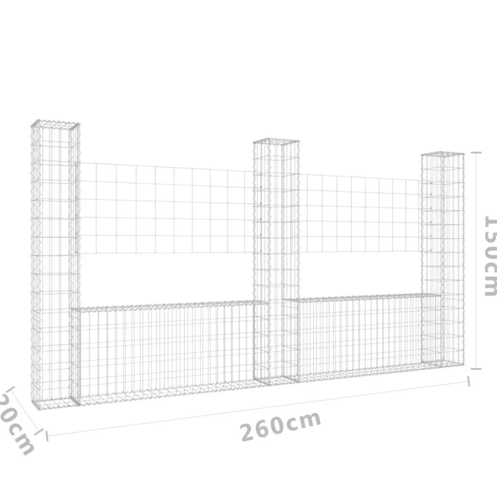 Sale FinePRICE U-muotoiset kivikorit 2 pylväällä rauta 140x20x150 cm