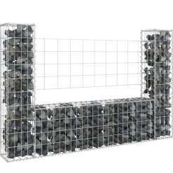 Sale FinePRICE U-muotoiset kivikorit 2 pylväällä rauta 140x20x150 cm