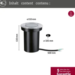 New Paulmann Upotettava terassivalaisin Floor, IP65, 11cm, 230V,rst
